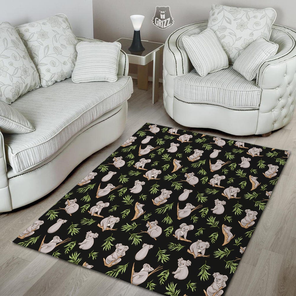 Koala Bear Black Print Pattern Floor Mat-grizzshop