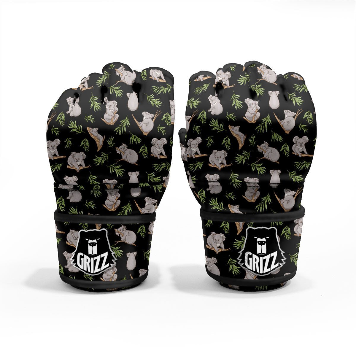 Koala Bear Black Print Pattern MMA Gloves-grizzshop