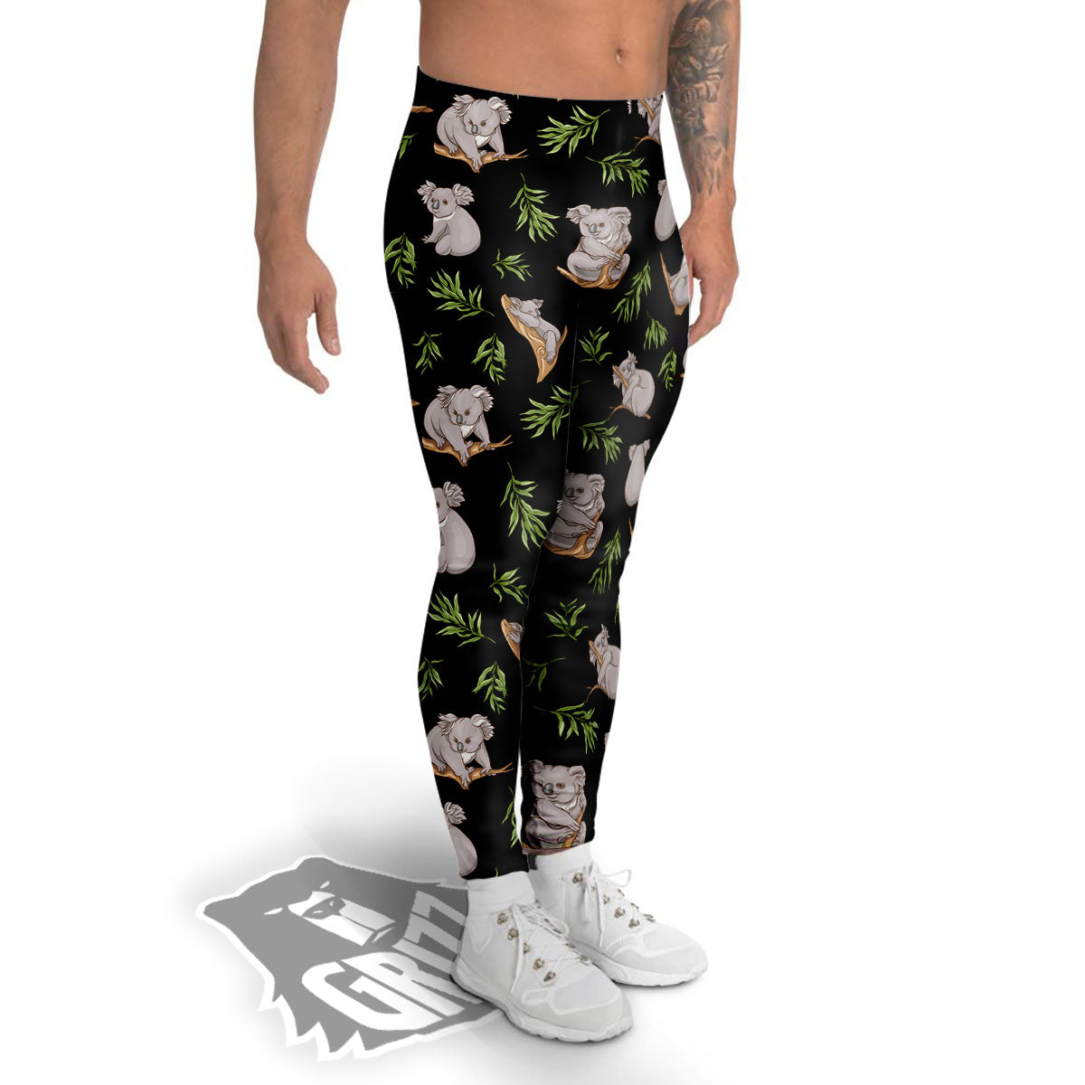 Koala Bear Black Print Pattern Men's Leggings-grizzshop
