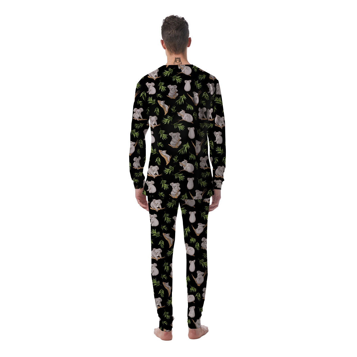 Koala Bear Black Print Pattern Men's Pajamas-grizzshop