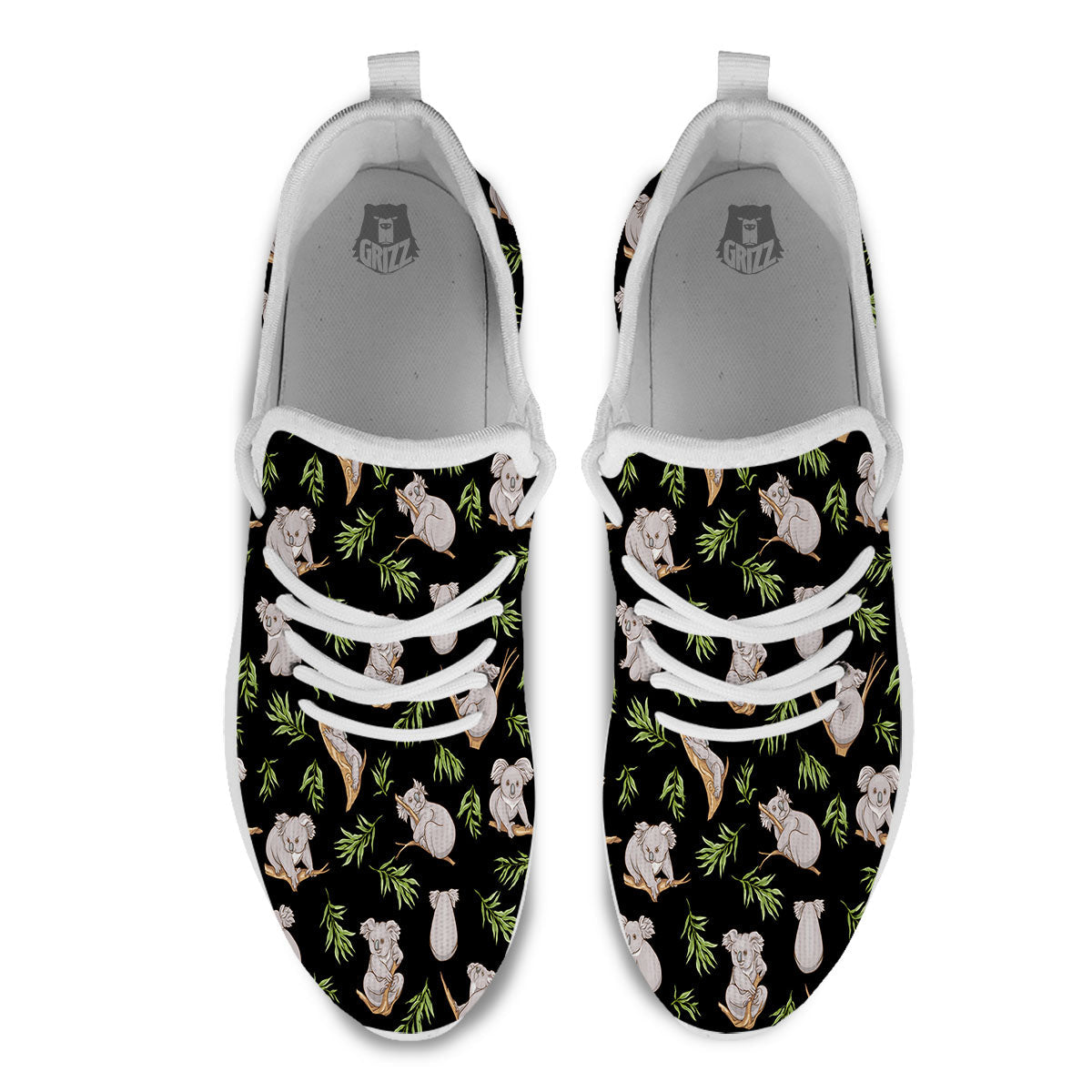 Koala Bear Black Print Pattern White Athletic Shoes-grizzshop