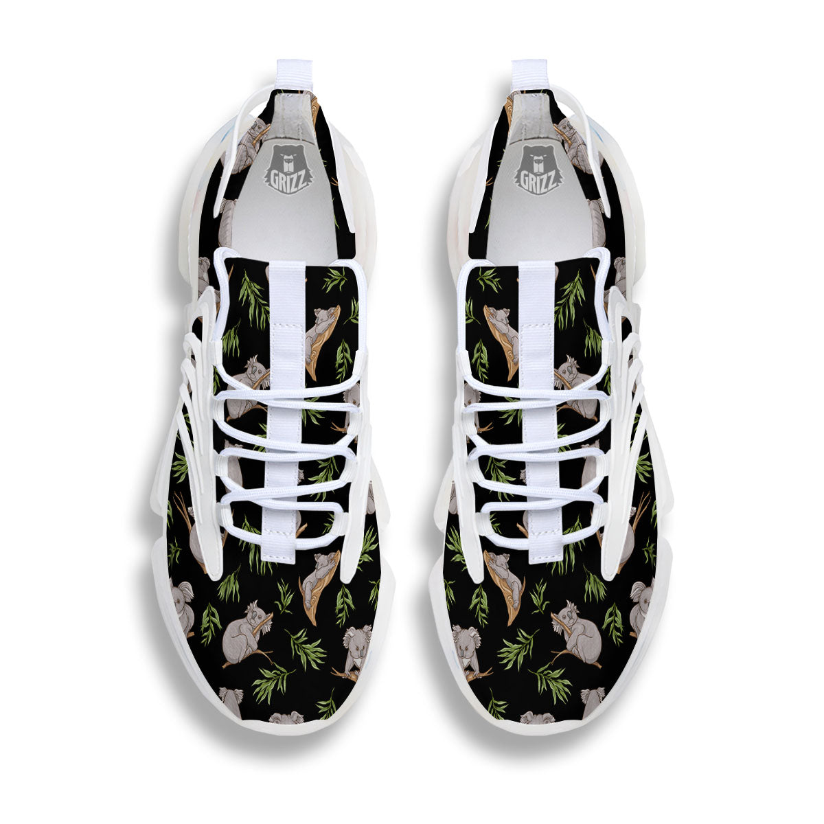 Koala Bear Black Print Pattern White Gym Shoes-grizzshop