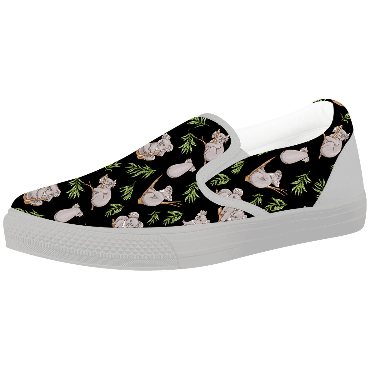 Koala Bear Black Print Pattern White Slip On Shoes-grizzshop