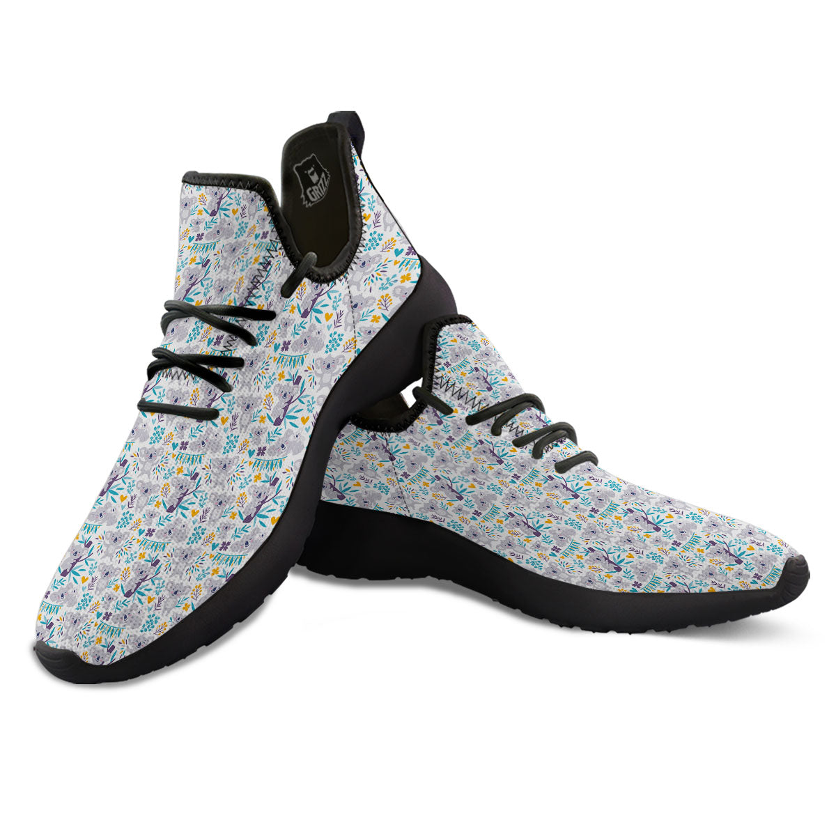 Koala Cartoon Print Pattern Black Athletic Shoes-grizzshop