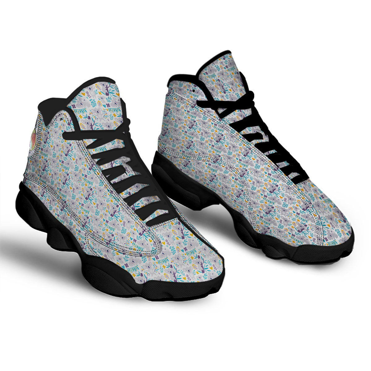 Koala Cartoon Print Pattern Black Basketball Shoes-grizzshop