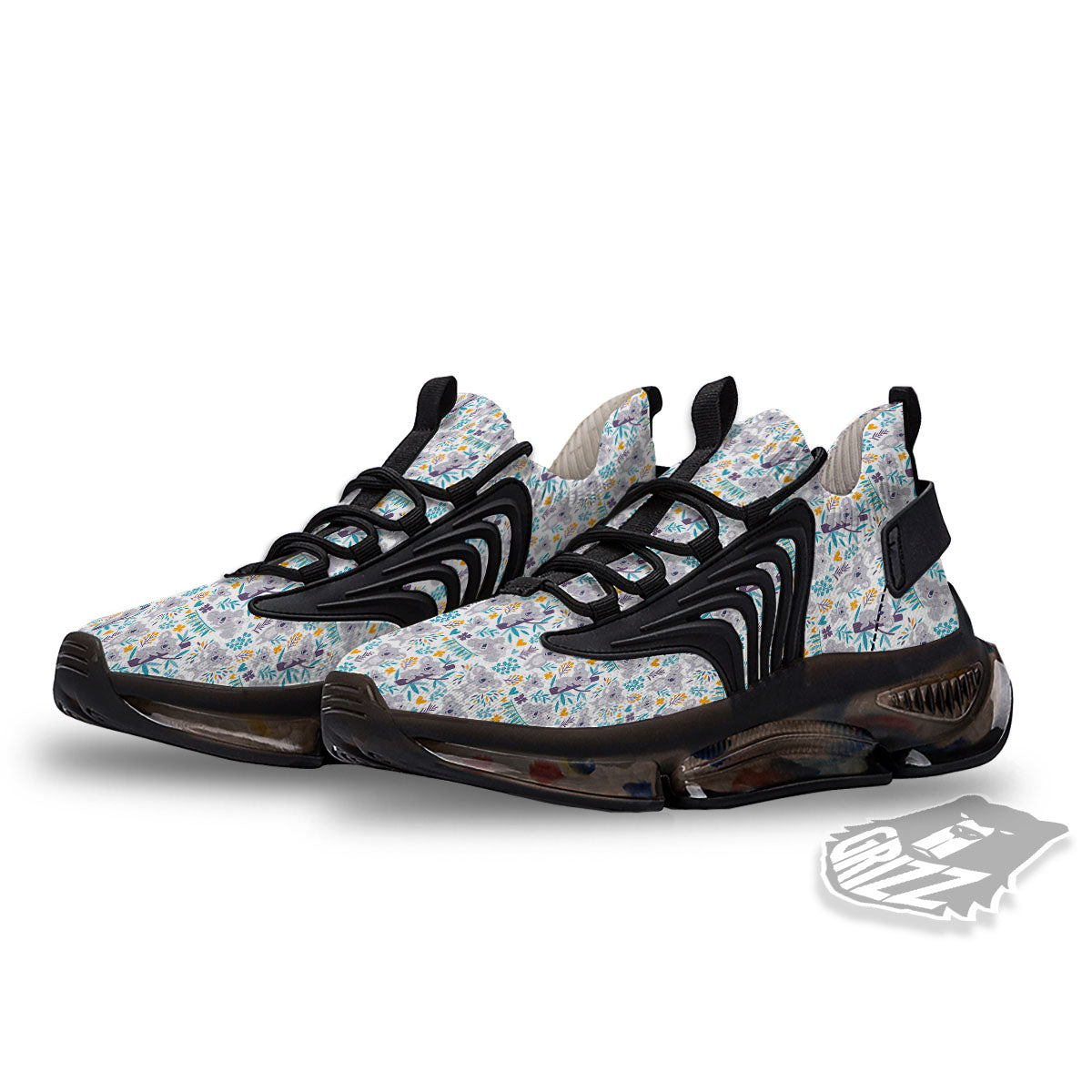 Koala Cartoon Print Pattern Black Gym Shoes-grizzshop
