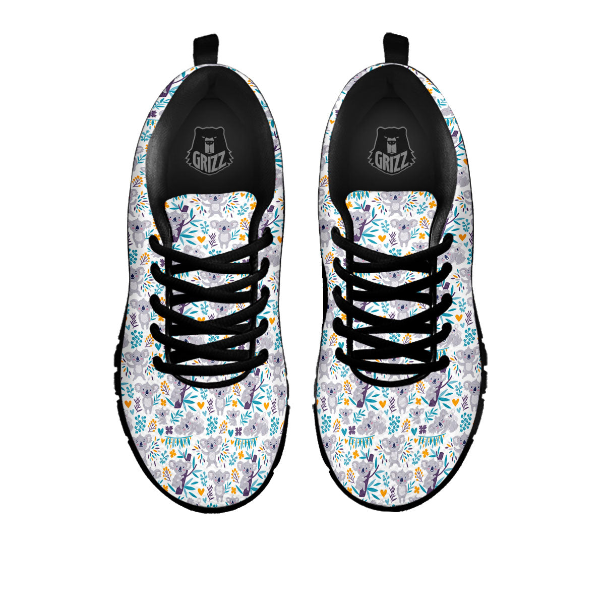 Koala Cartoon Print Pattern Black Sneaker-grizzshop