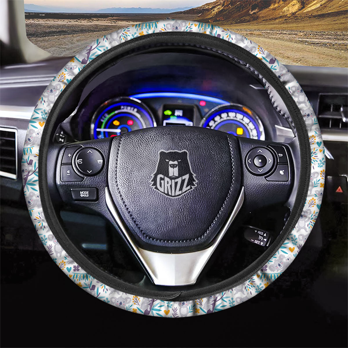 Koala Cartoon Print Pattern Car Steering Wheel Cover-grizzshop