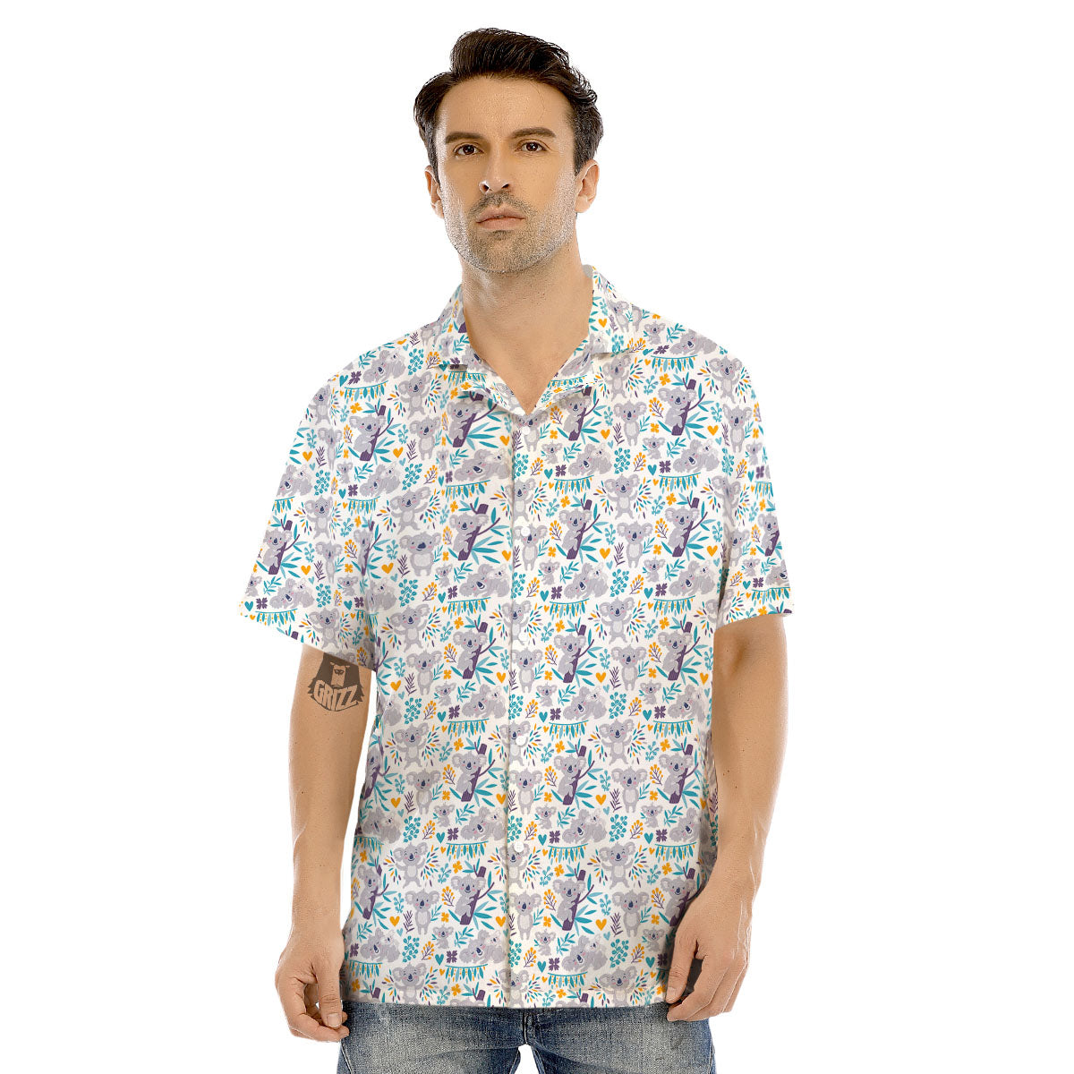 Koala Cartoon Print Pattern Men's Hawaiian Shirt-grizzshop