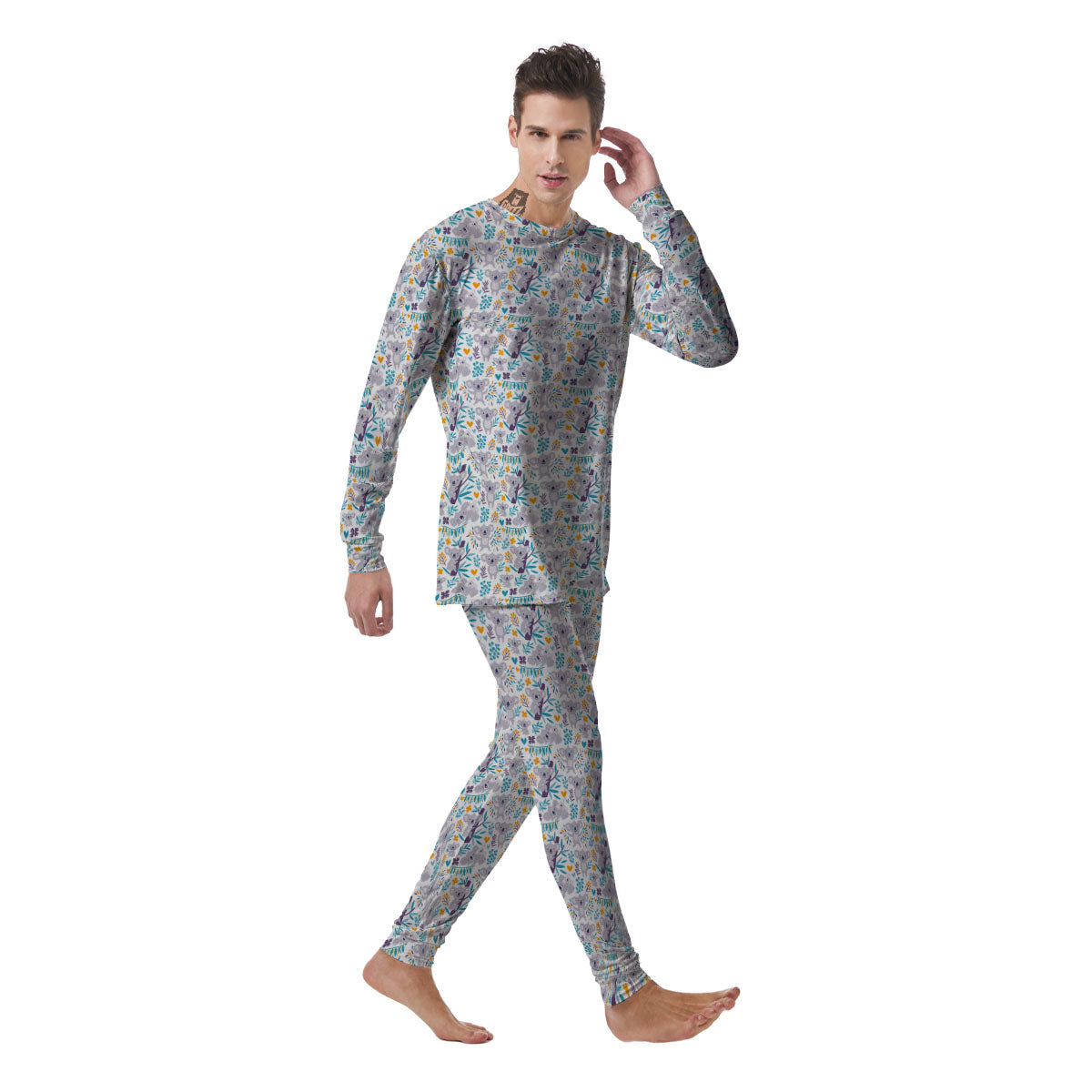 Koala Cartoon Print Pattern Men's Pajamas-grizzshop