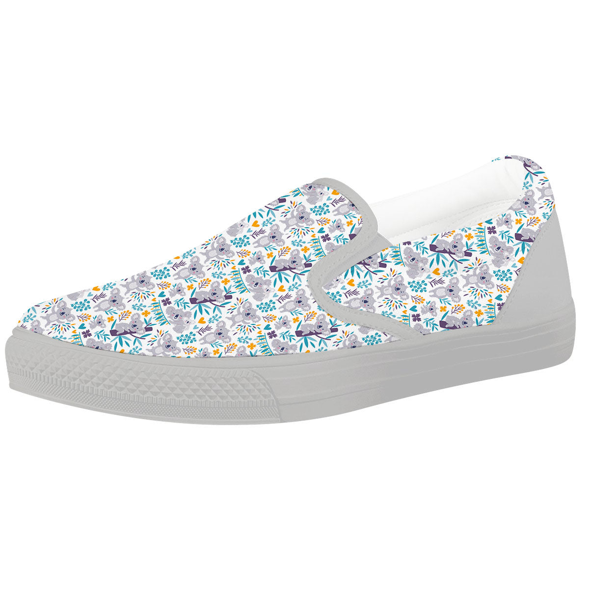 Koala Cartoon Print Pattern White Slip On Shoes-grizzshop