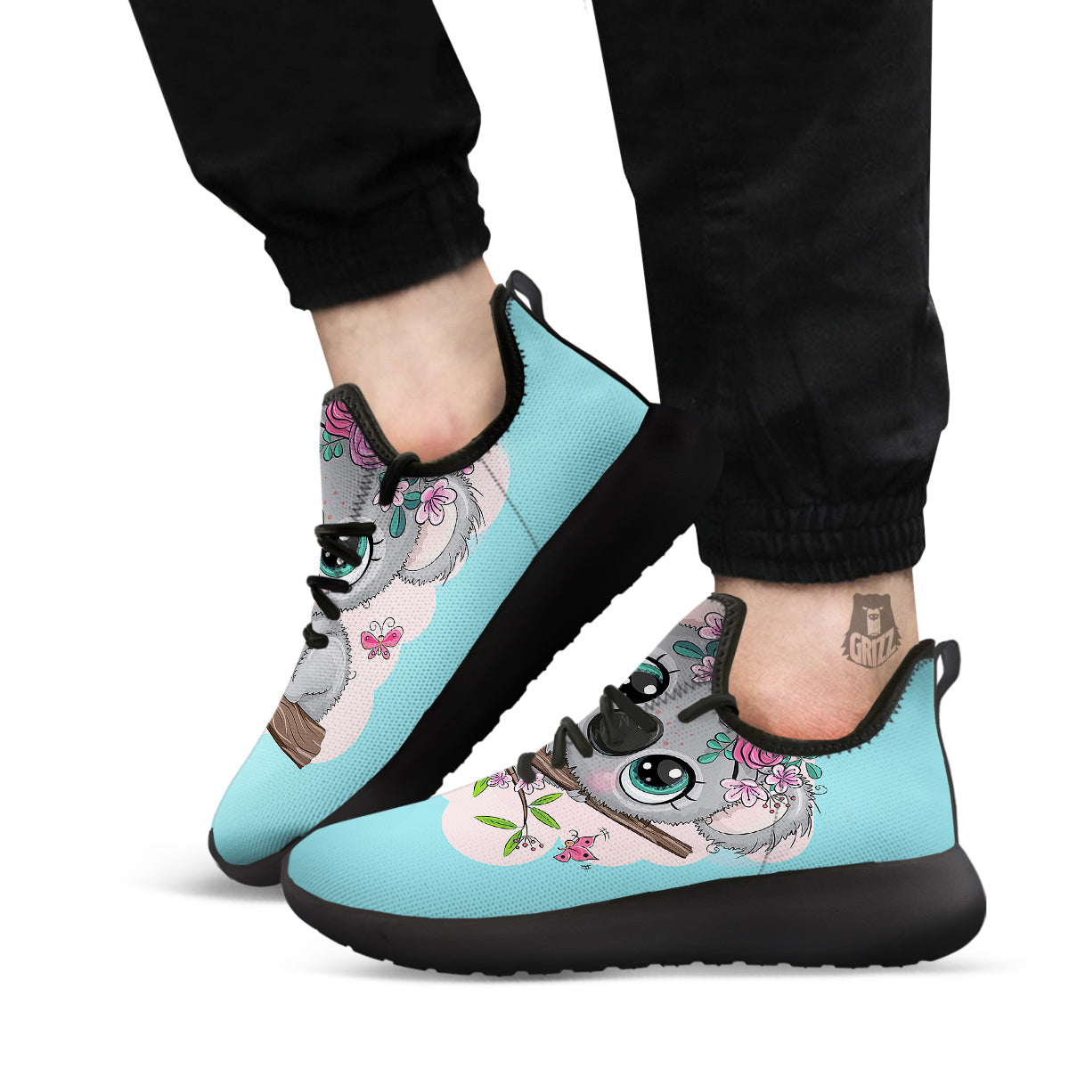Koala Cute Print Black Athletic Shoes-grizzshop