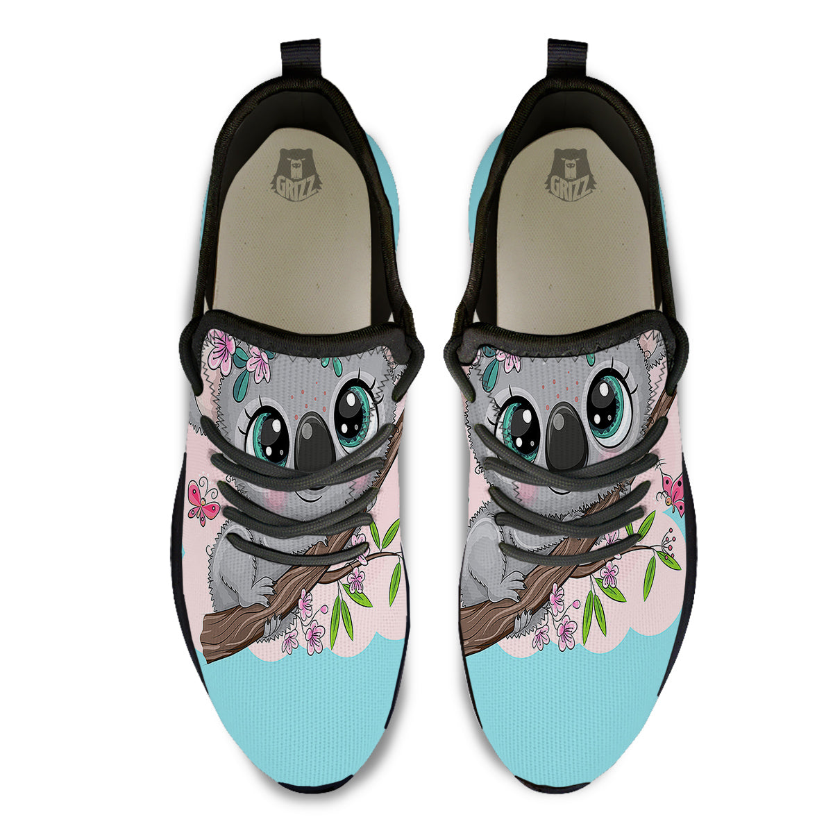Koala Cute Print Black Athletic Shoes-grizzshop