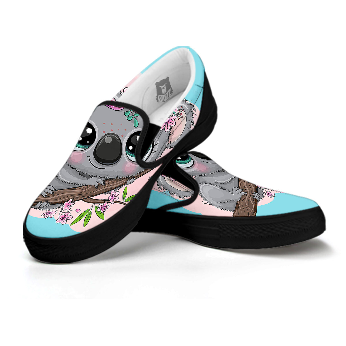 Koala Cute Print Black Slip On Shoes-grizzshop