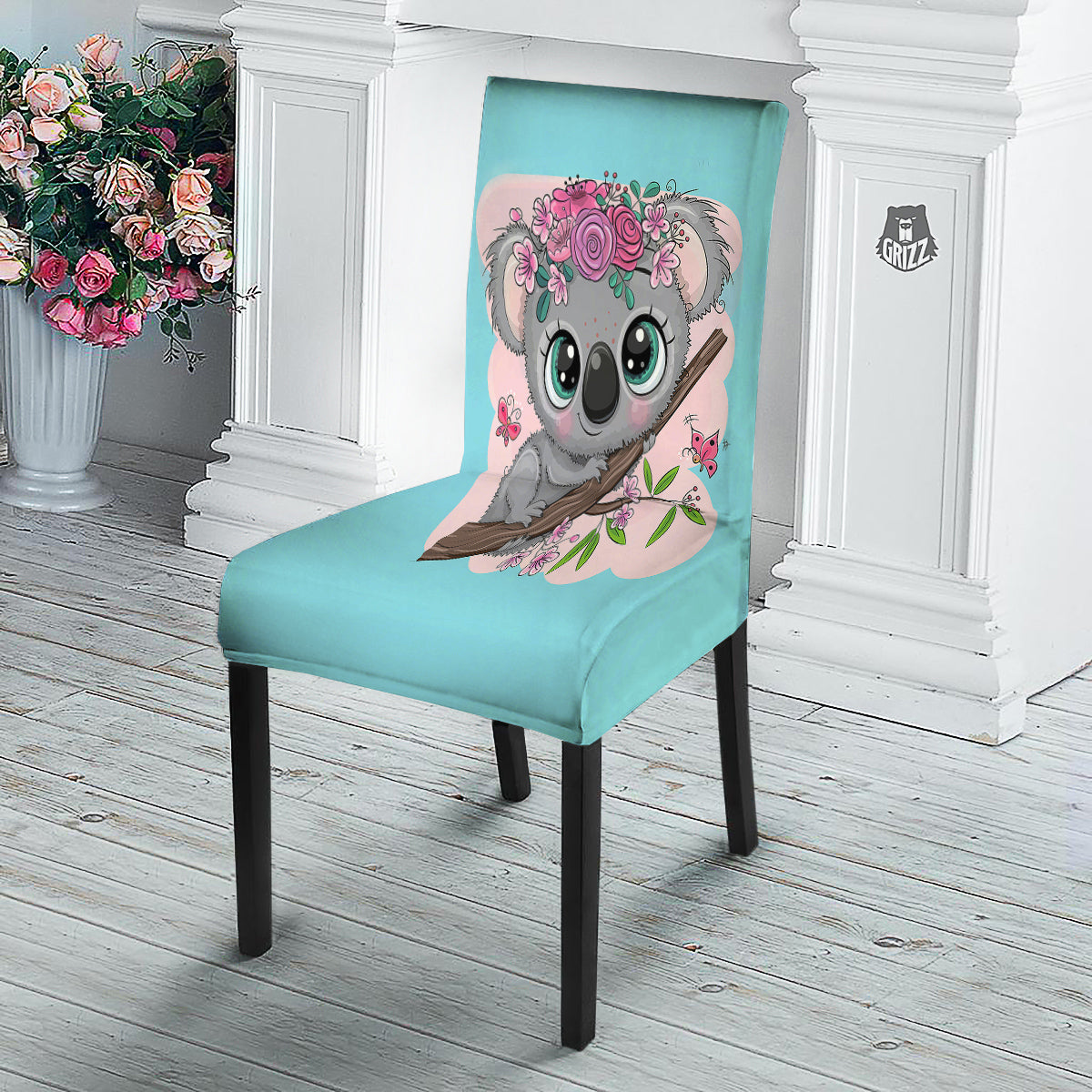 Koala Cute Print Dining Chair Slipcover-grizzshop