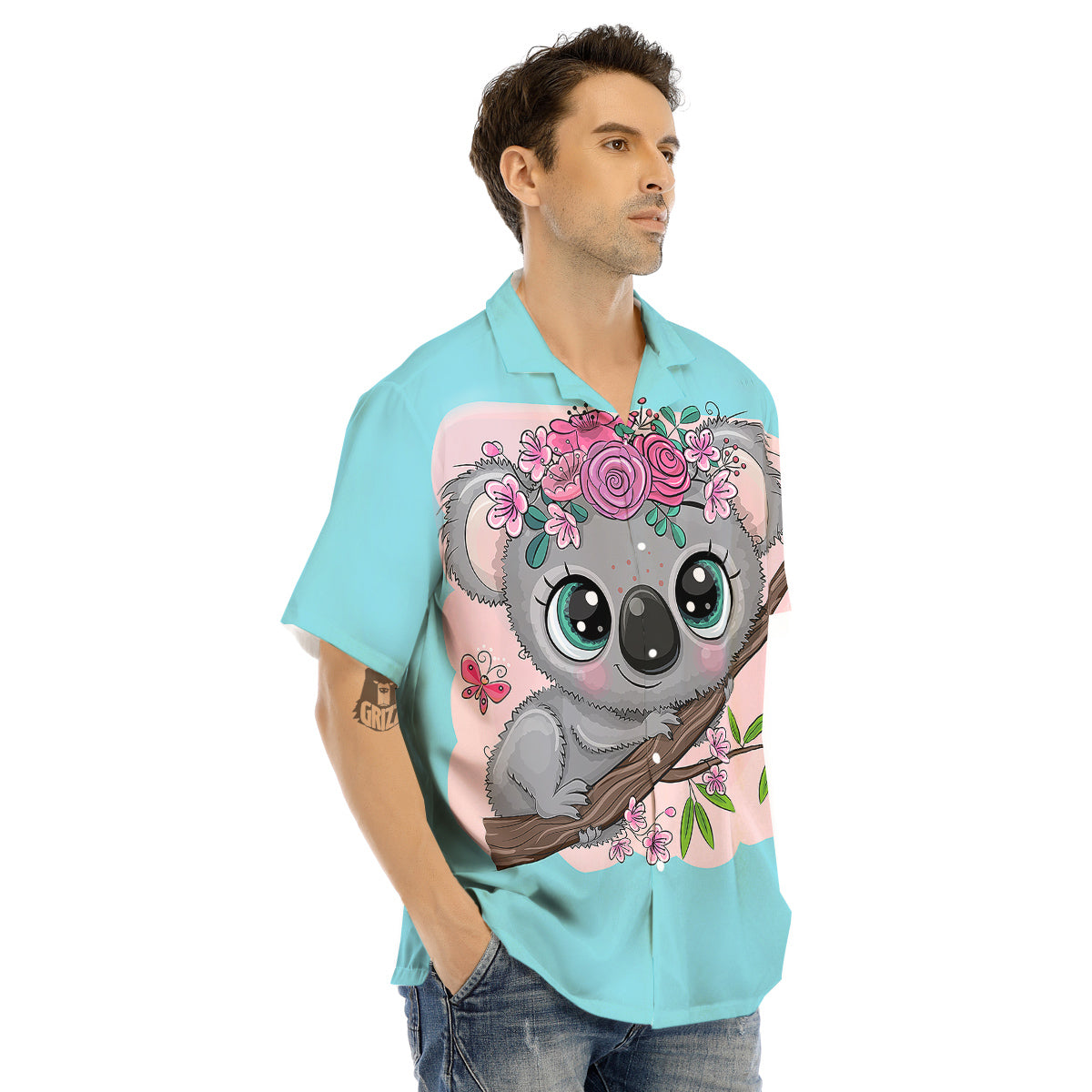 Koala Cute Print Men's Hawaiian Shirt-grizzshop