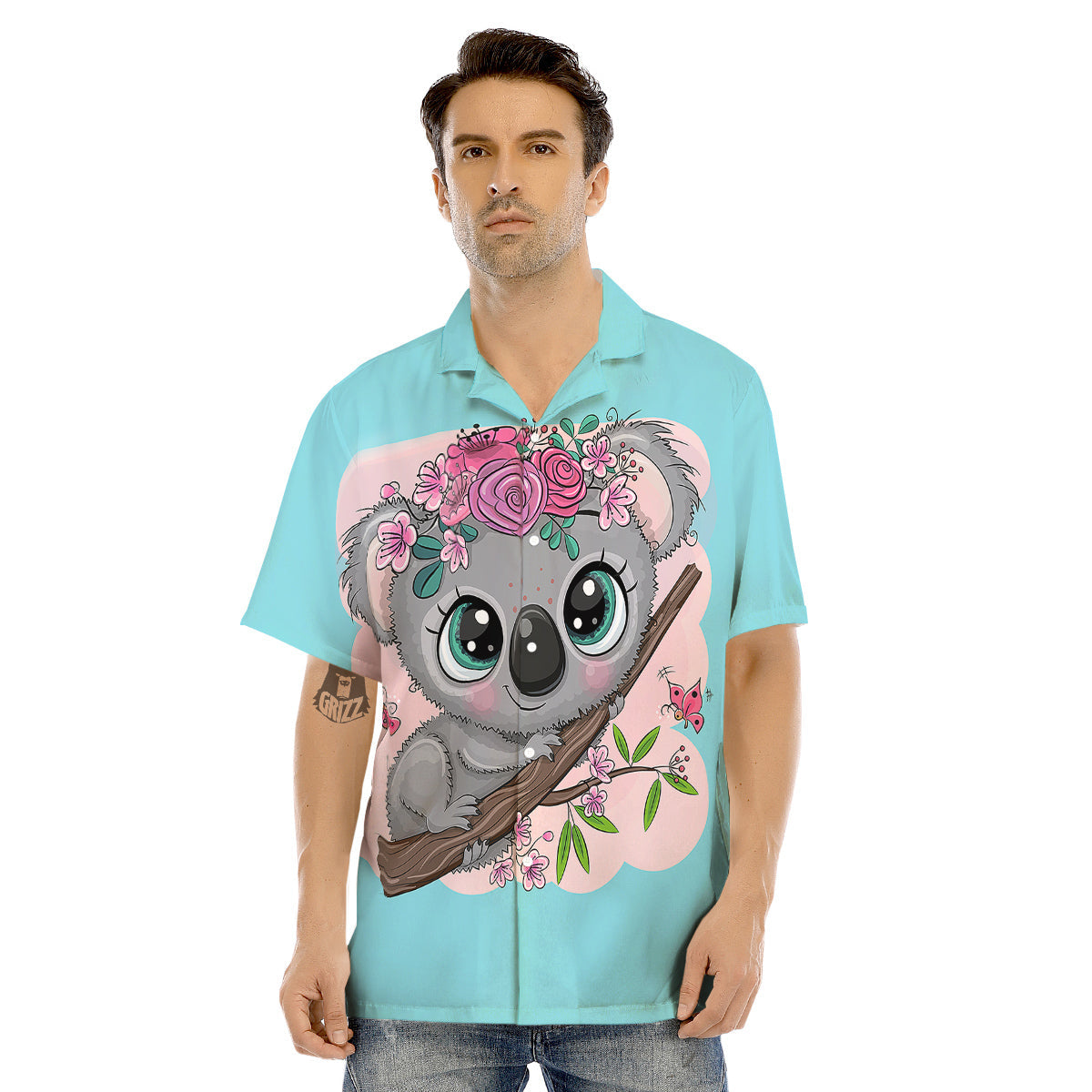 Koala Cute Print Men's Hawaiian Shirt-grizzshop