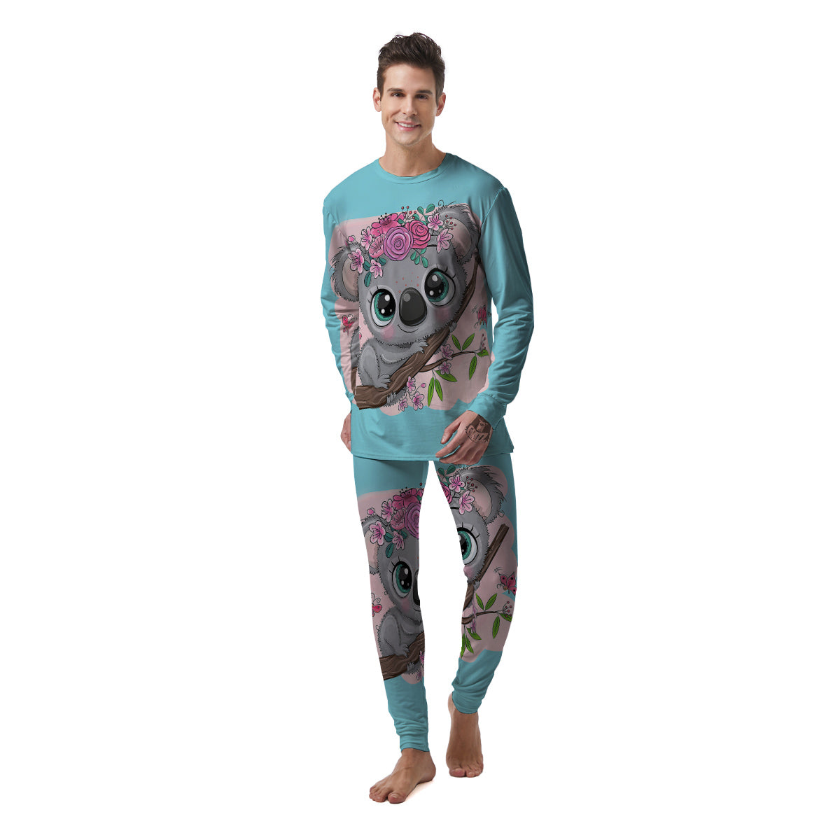 Koala Cute Print Men's Pajamas-grizzshop