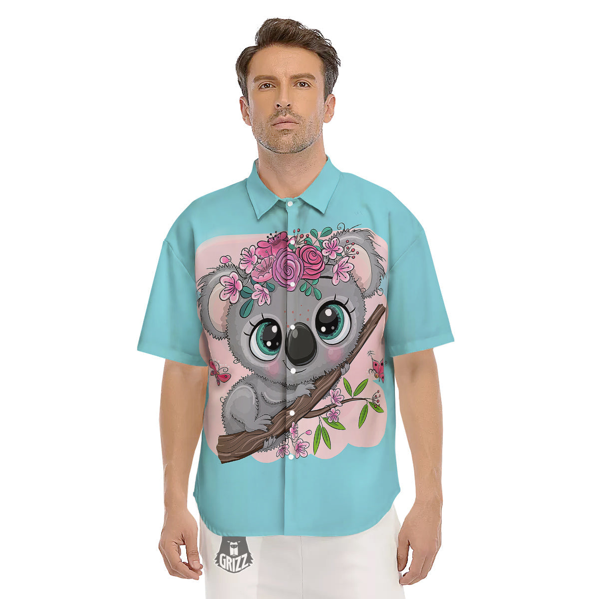 Koala Cute Print Men's Short Sleeve Shirts-grizzshop
