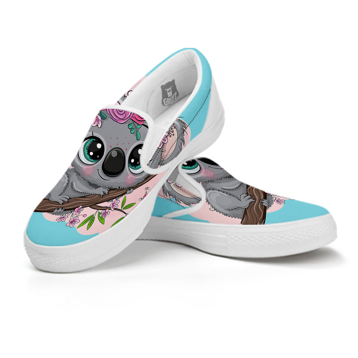 Koala Cute Print White Slip On Shoes-grizzshop