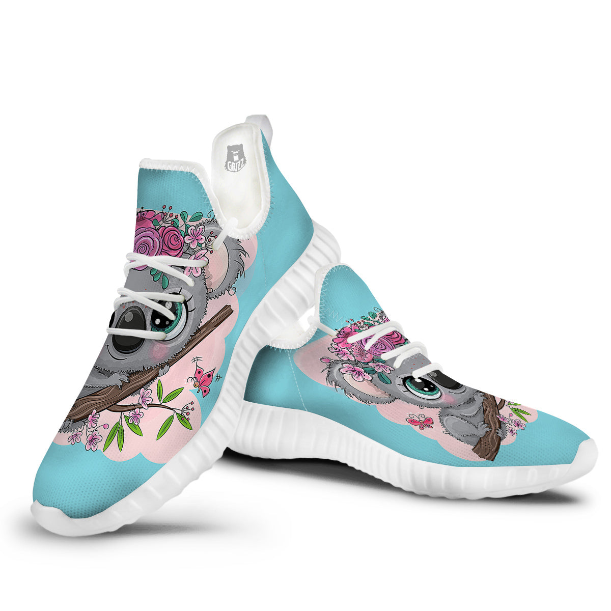 Koala Cute Print White Walking Shoes-grizzshop