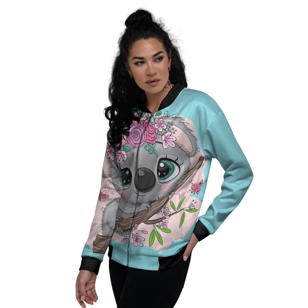 Koala Cute Print Women's Bomber Jacket-grizzshop