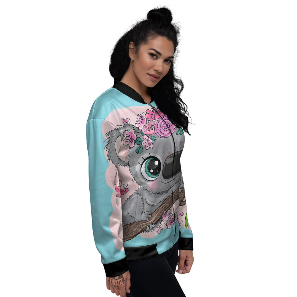 Koala Cute Print Women's Bomber Jacket-grizzshop