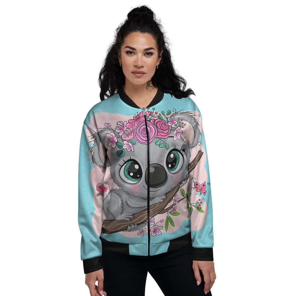 Koala Cute Print Women's Bomber Jacket-grizzshop