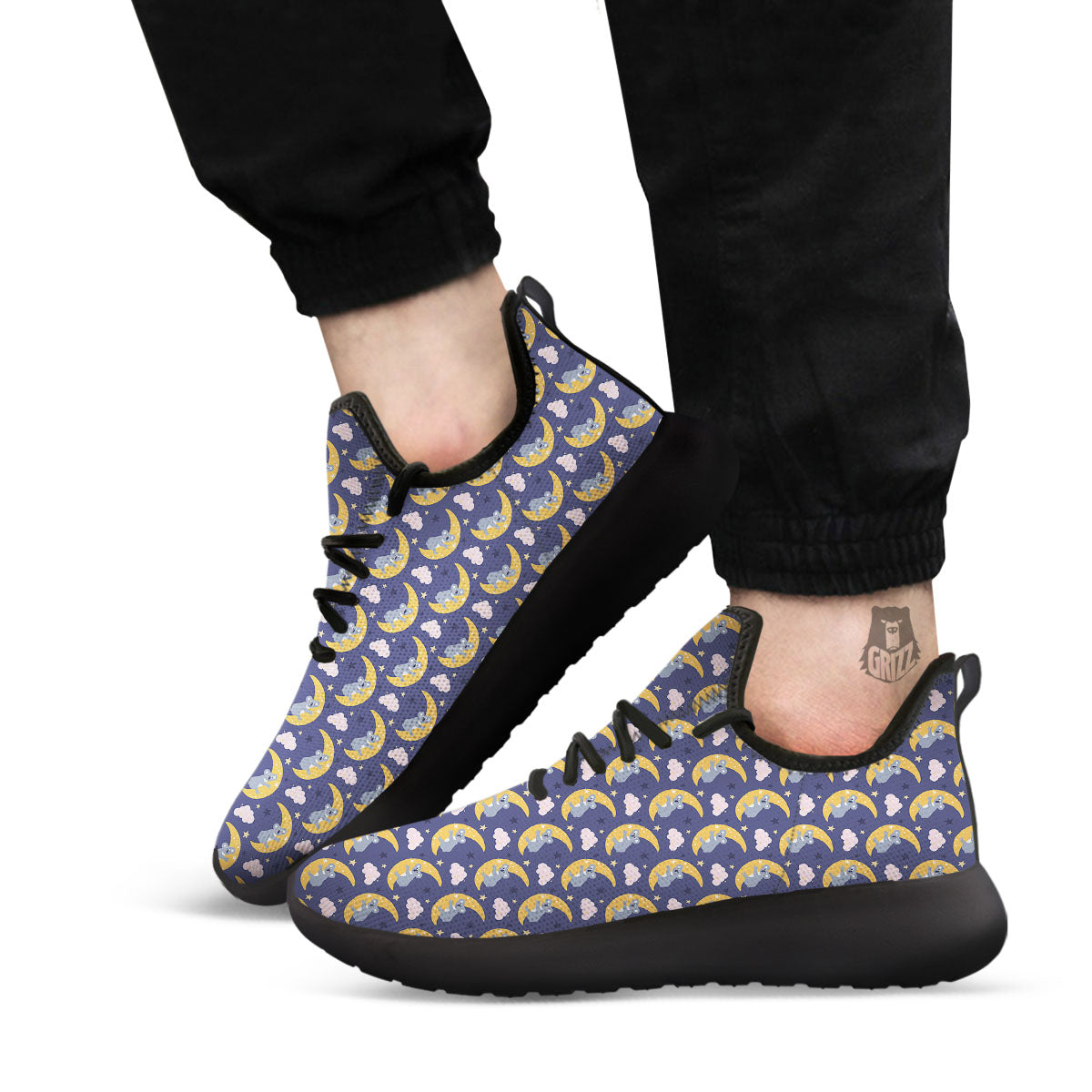Koala Good Night Print Pattern Black Athletic Shoes-grizzshop