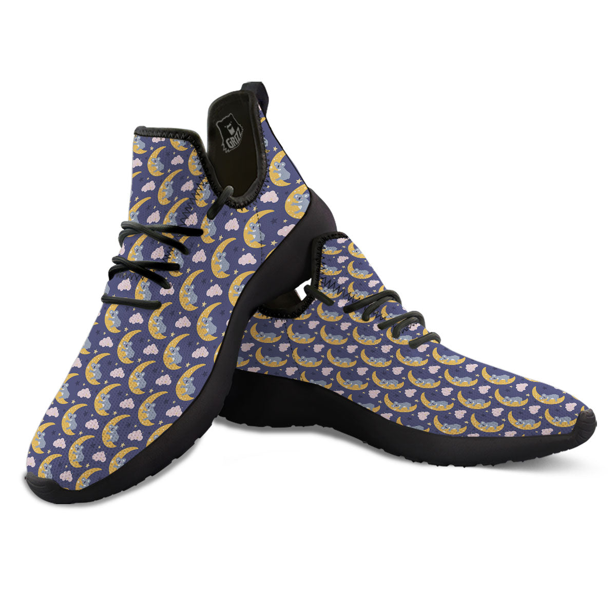 Koala Good Night Print Pattern Black Athletic Shoes-grizzshop