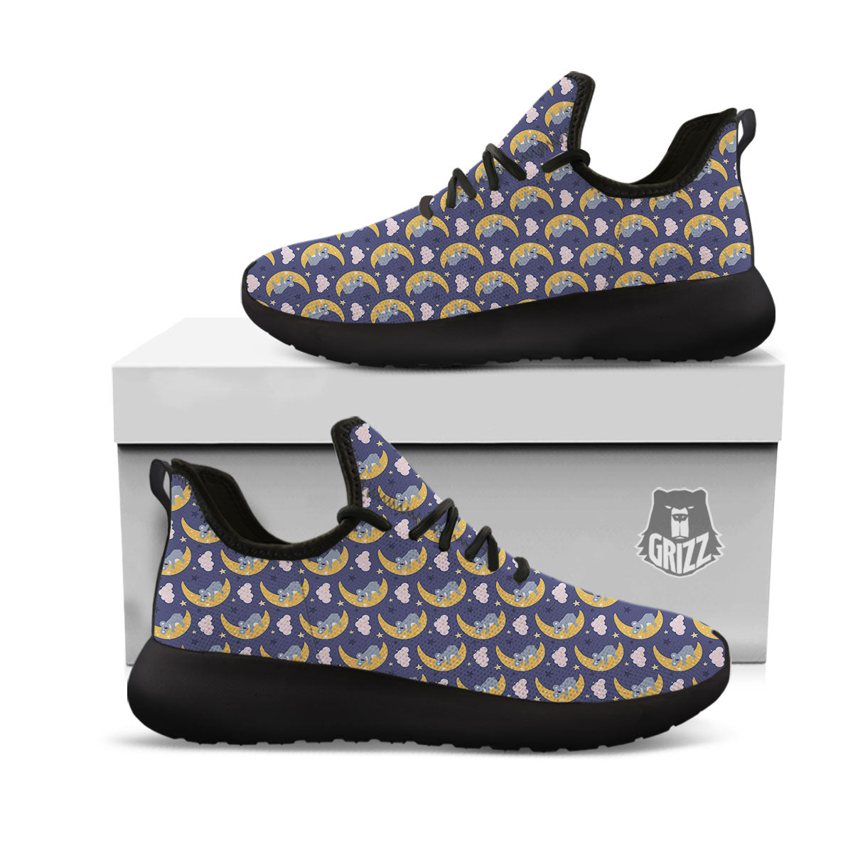 Koala Good Night Print Pattern Black Athletic Shoes-grizzshop