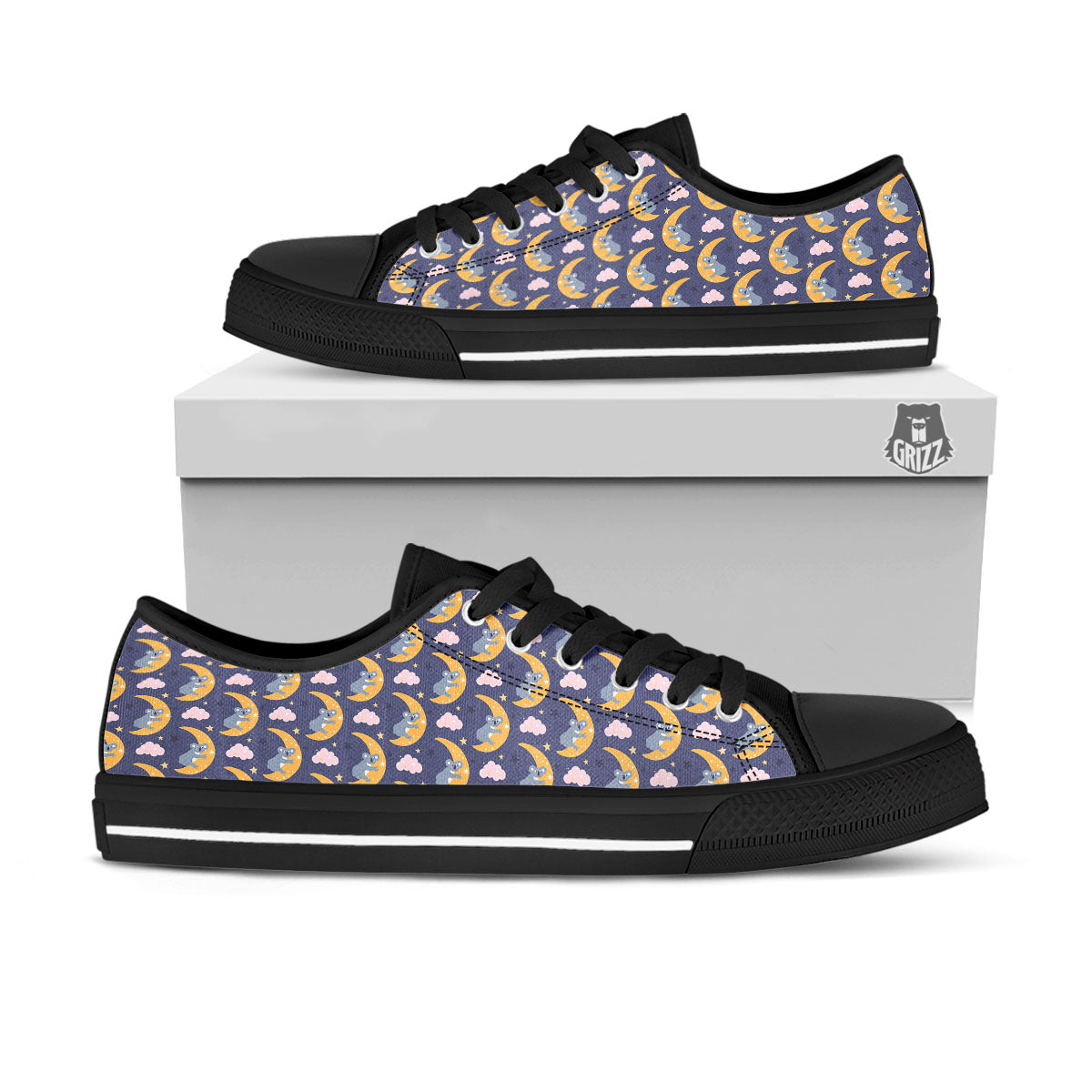 Koala Good Night Print Pattern Black Low Top Shoes-grizzshop