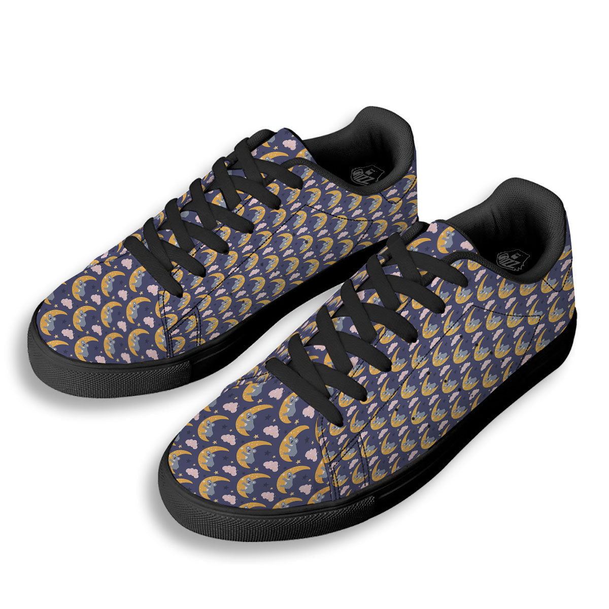 Koala Good Night Print Pattern Black Low Top Sneakers-grizzshop