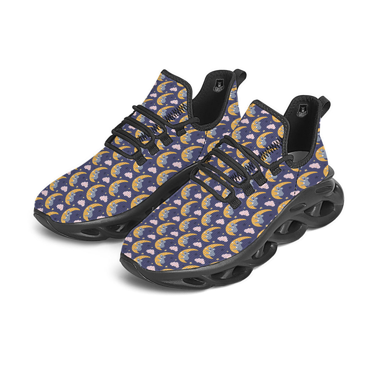 Koala Good Night Print Pattern Black Running Shoes-grizzshop