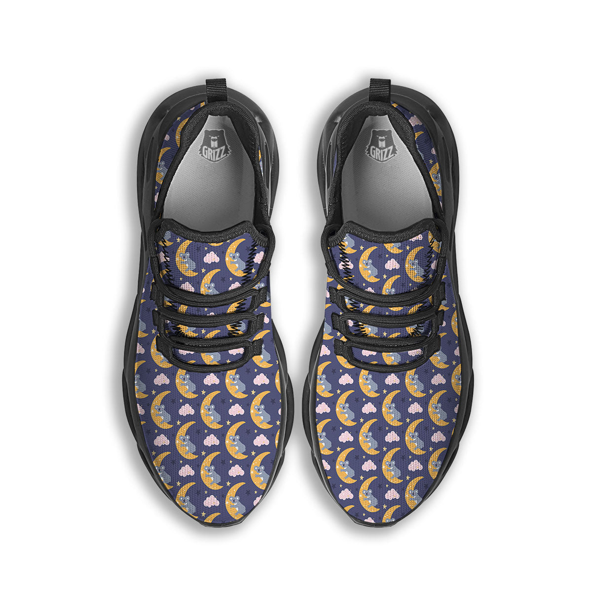 Koala Good Night Print Pattern Black Running Shoes-grizzshop