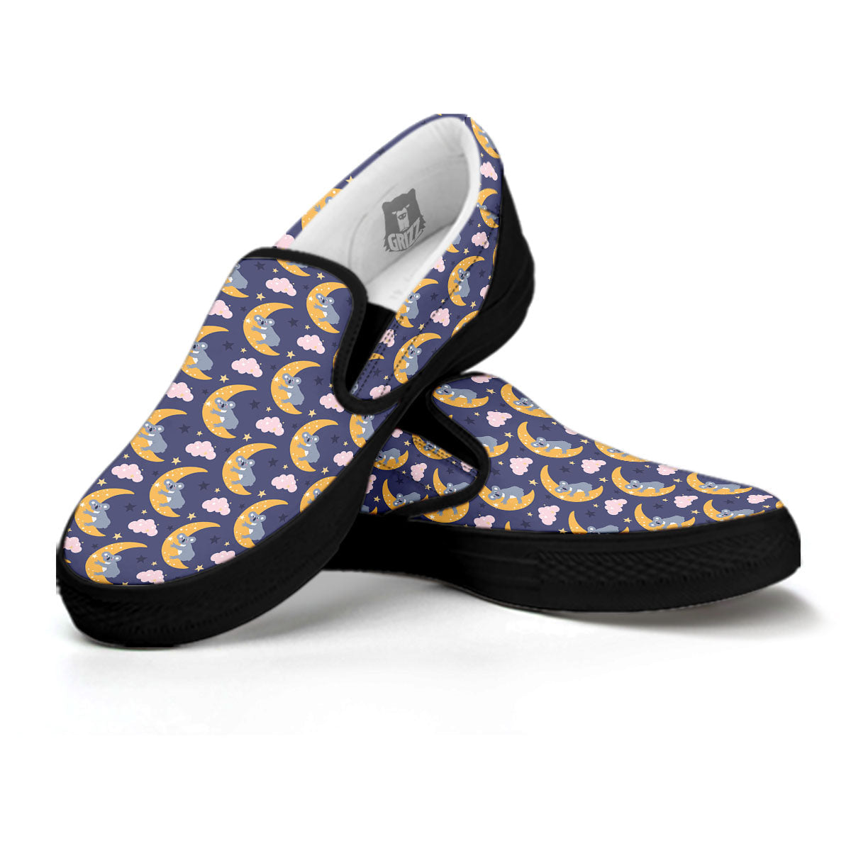 Koala Good Night Print Pattern Black Slip On Shoes-grizzshop