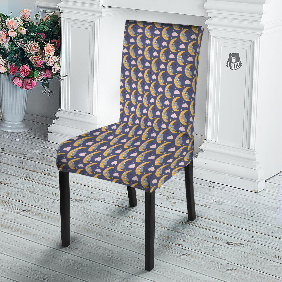 Koala Good Night Print Pattern Dining Chair Slipcover-grizzshop