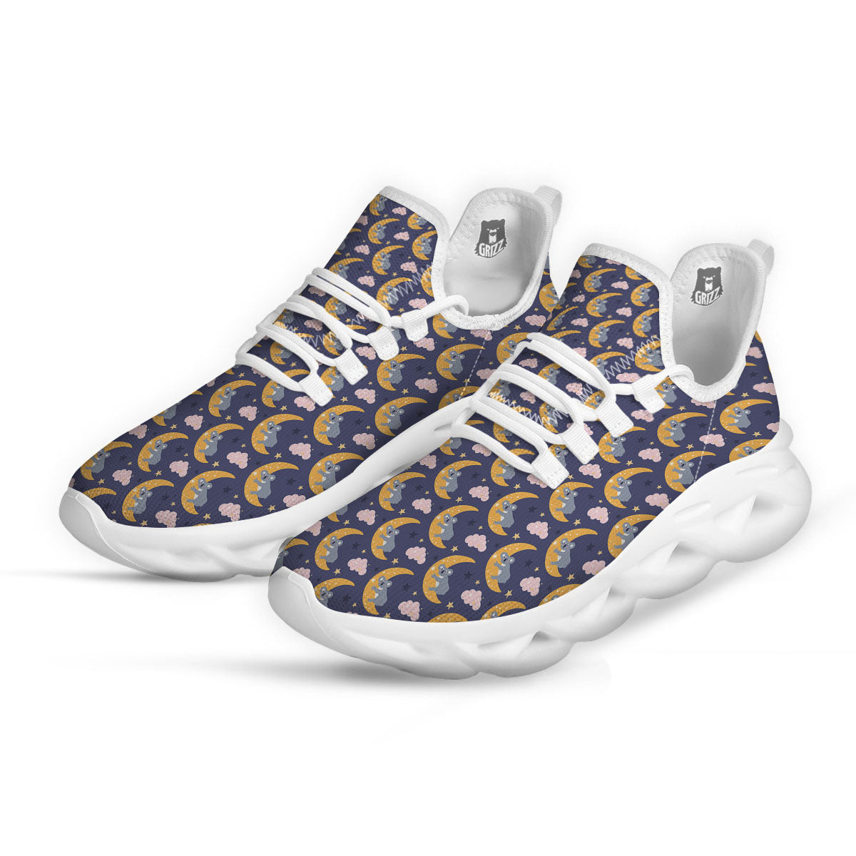 Koala Good Night Print Pattern White Running Shoes-grizzshop
