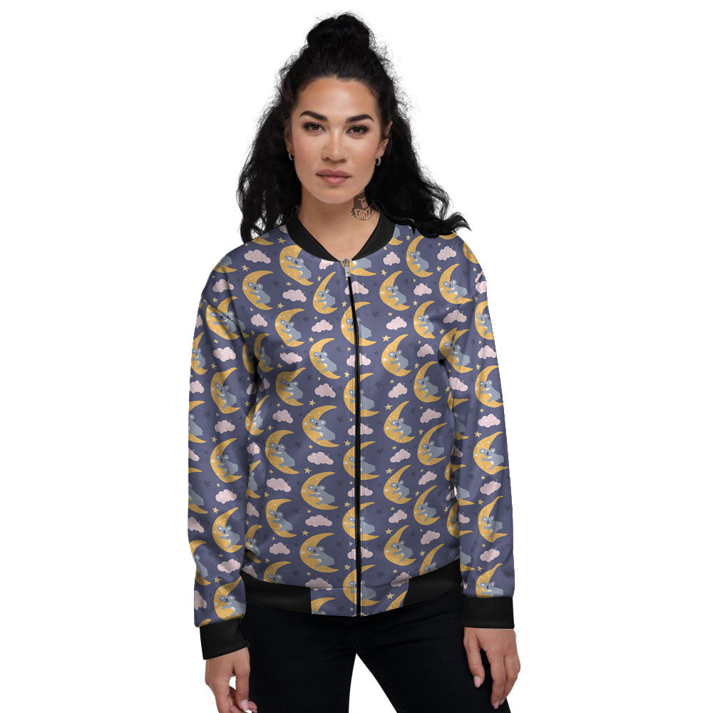 Koala Good Night Print Pattern Women's Bomber Jacket-grizzshop