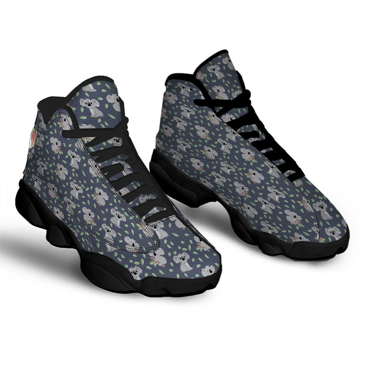 Koala Grey Print Pattern Black Basketball Shoes-grizzshop