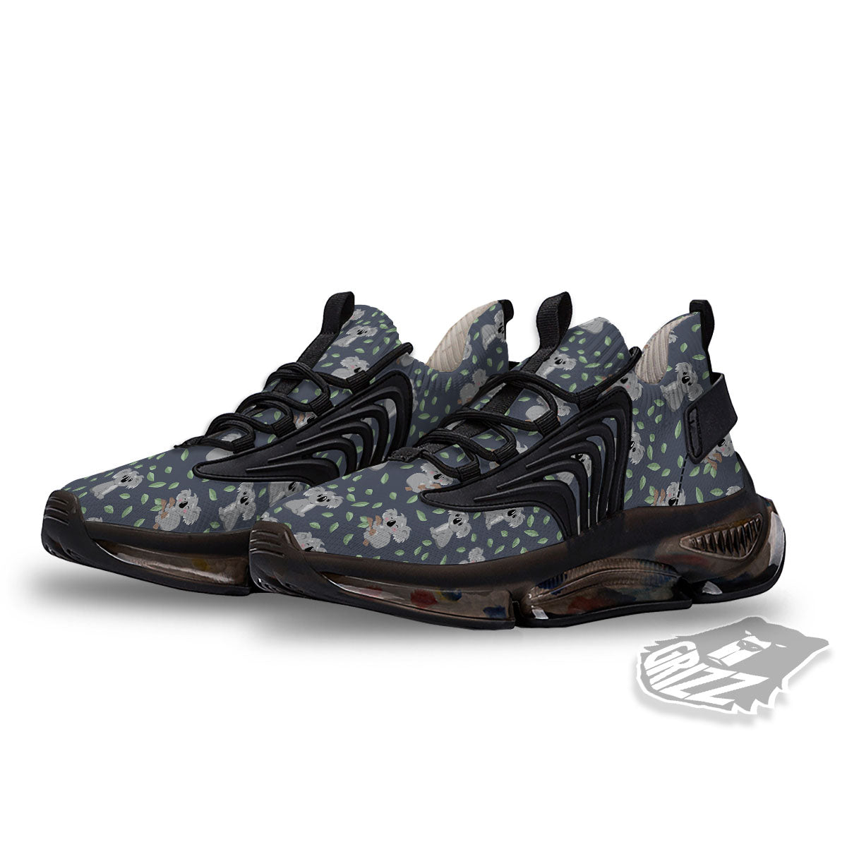 Koala Grey Print Pattern Black Gym Shoes-grizzshop