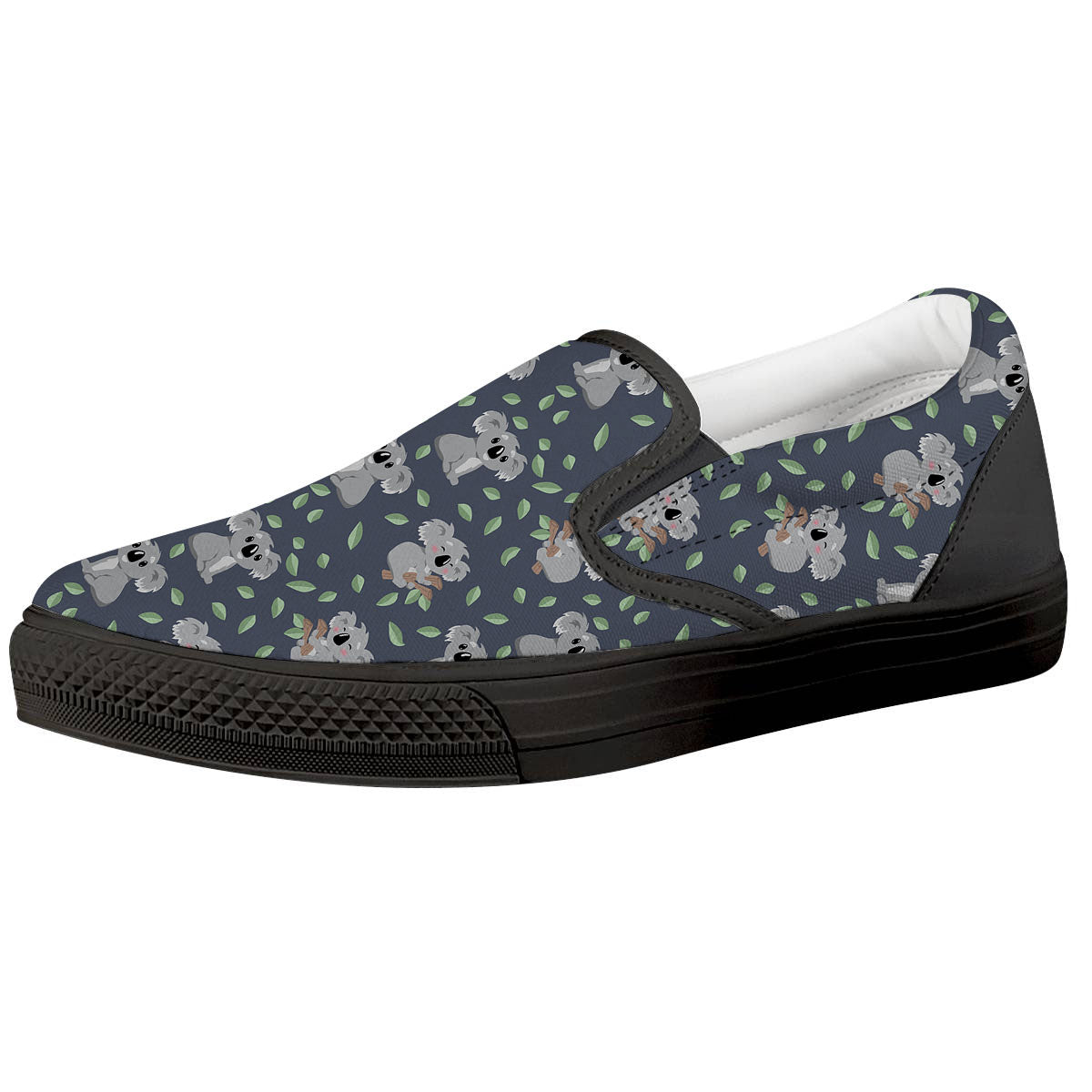 Koala Grey Print Pattern Black Slip On Shoes-grizzshop