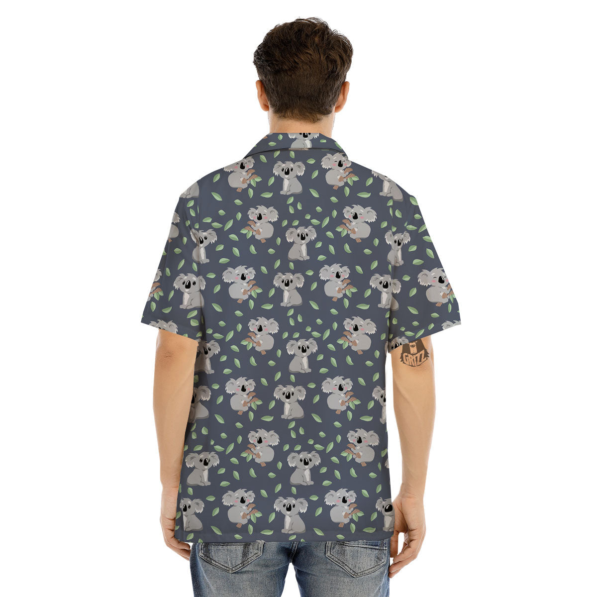 Koala Grey Print Pattern Men's Hawaiian Shirt-grizzshop