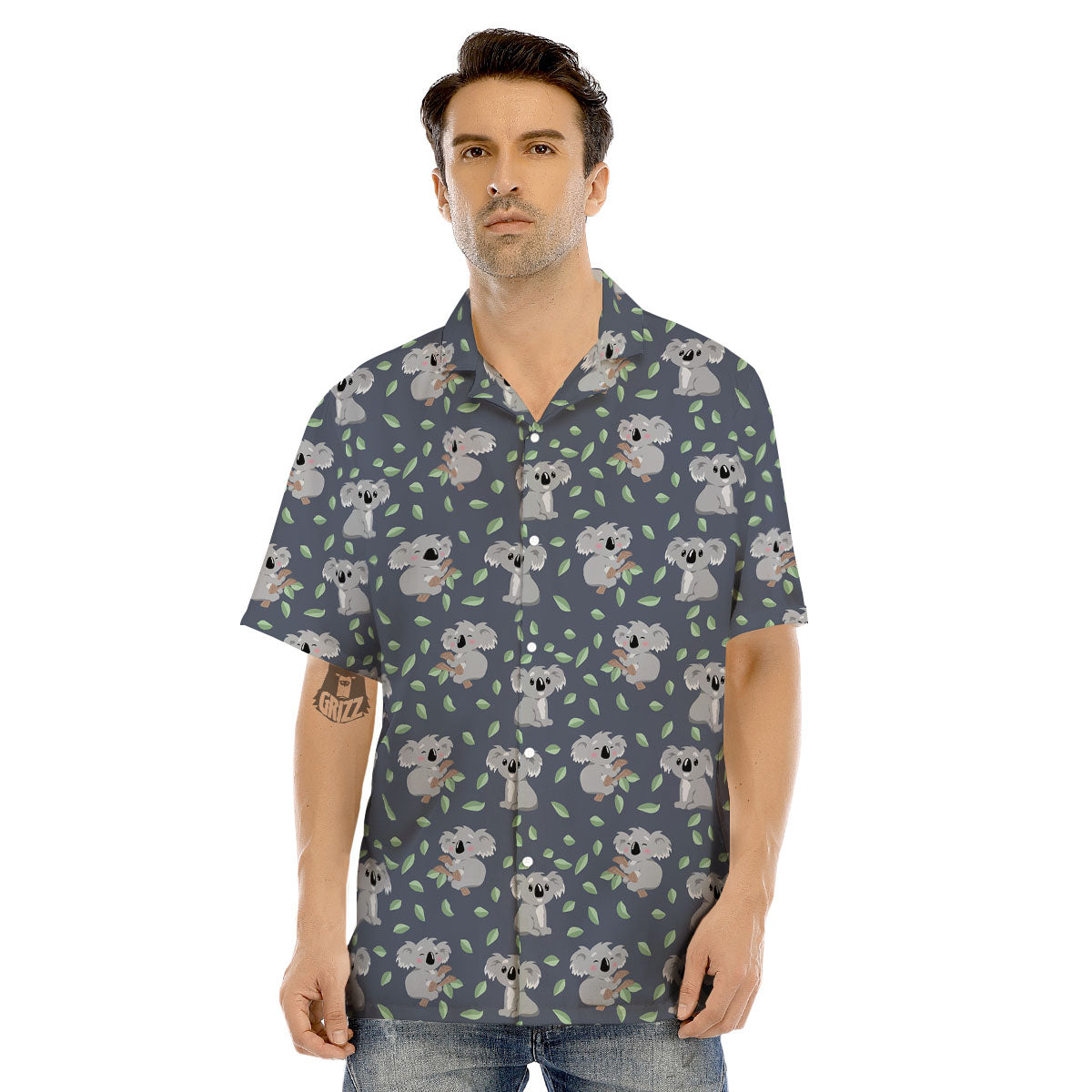 Koala Grey Print Pattern Men's Hawaiian Shirt-grizzshop