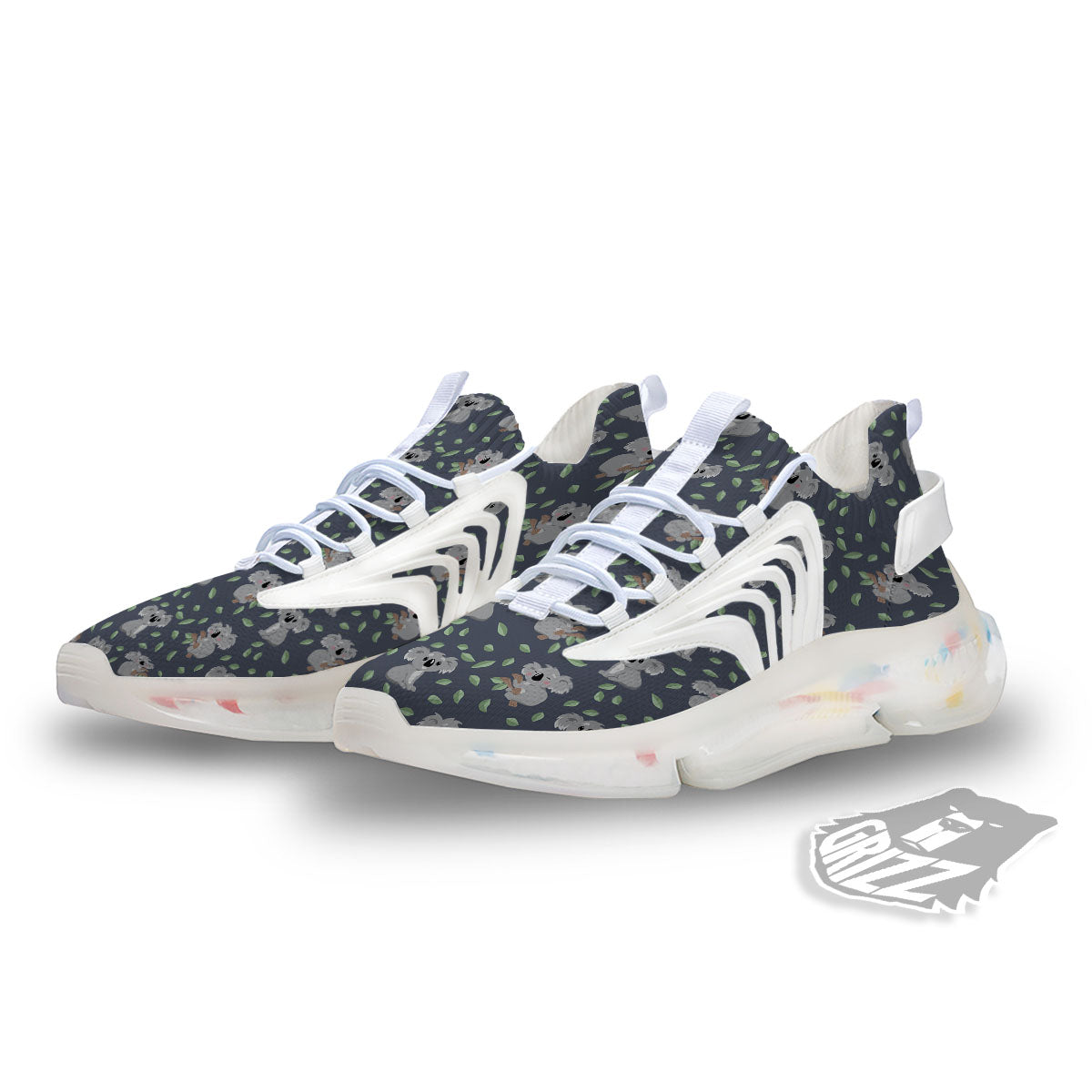 Koala Grey Print Pattern White Gym Shoes-grizzshop