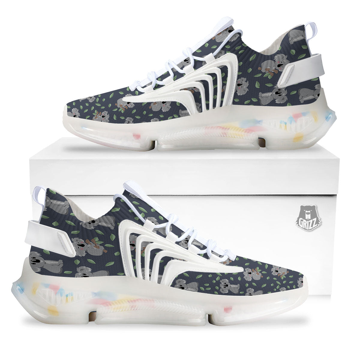 Koala Grey Print Pattern White Gym Shoes-grizzshop