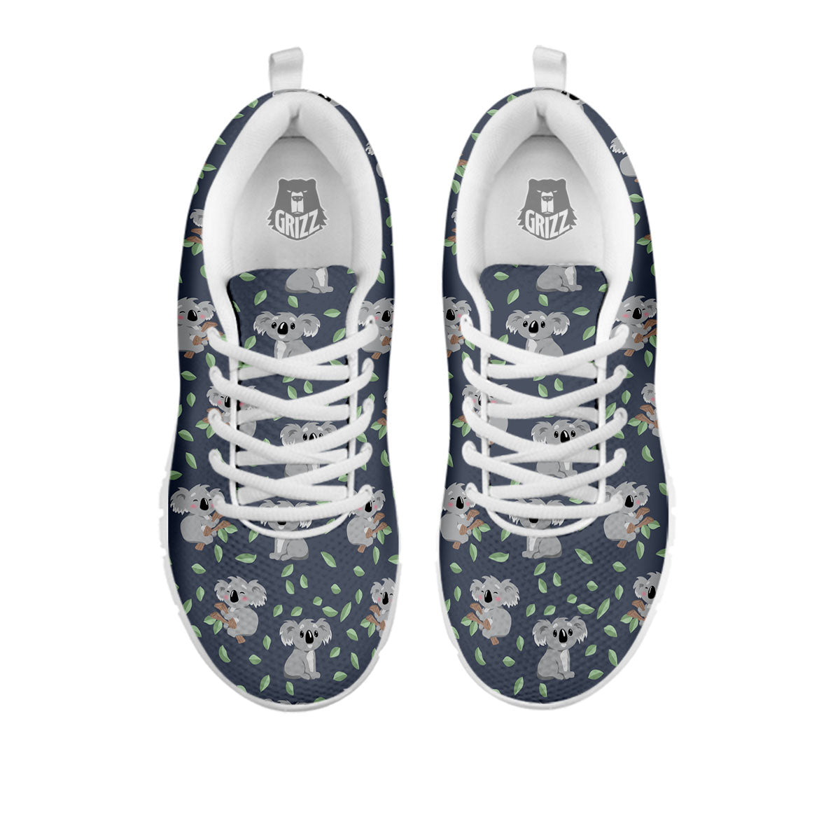 Koala Grey Print Pattern White Sneaker-grizzshop
