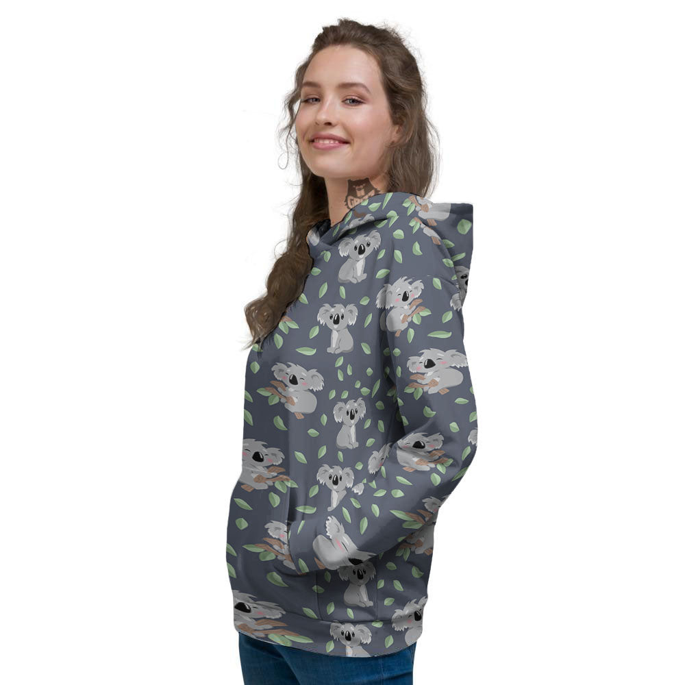 Koala Grey Print Pattern Women's Hoodie-grizzshop