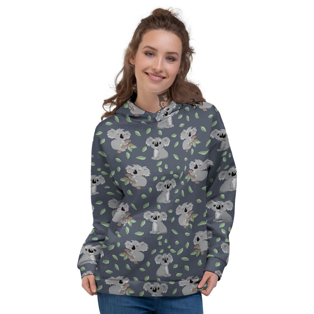 Koala Grey Print Pattern Women's Hoodie-grizzshop