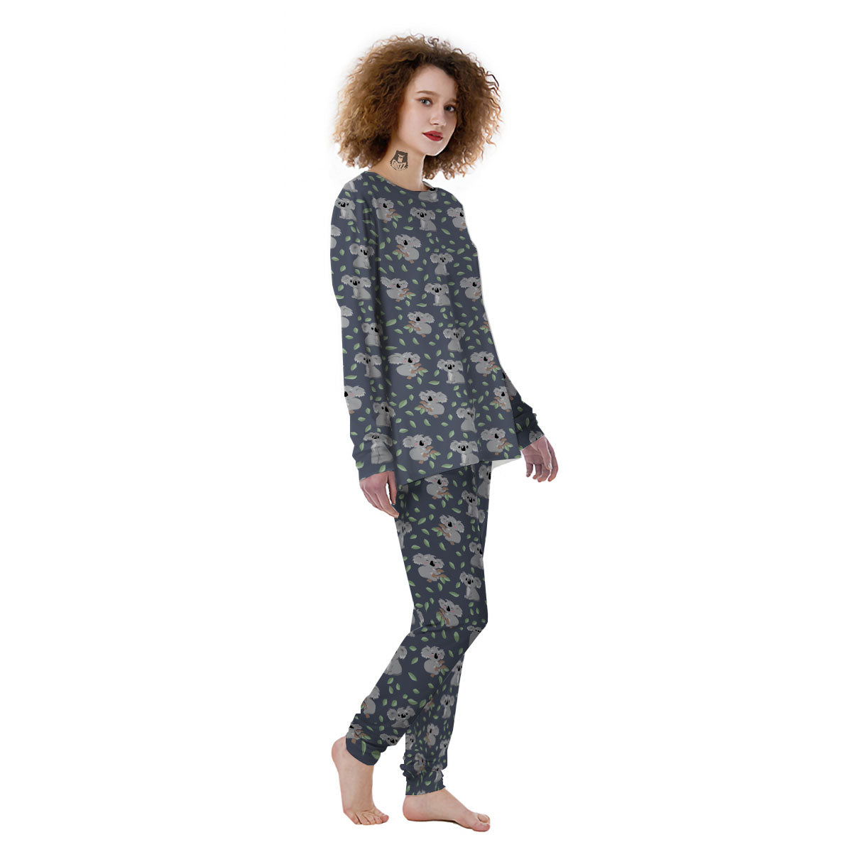 Koala Grey Print Pattern Women's Pajamas-grizzshop